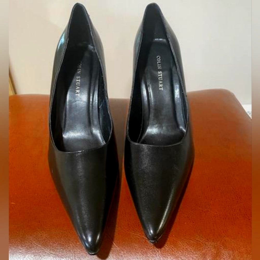 Colin Stuart, black leather, size 10, 4” heels